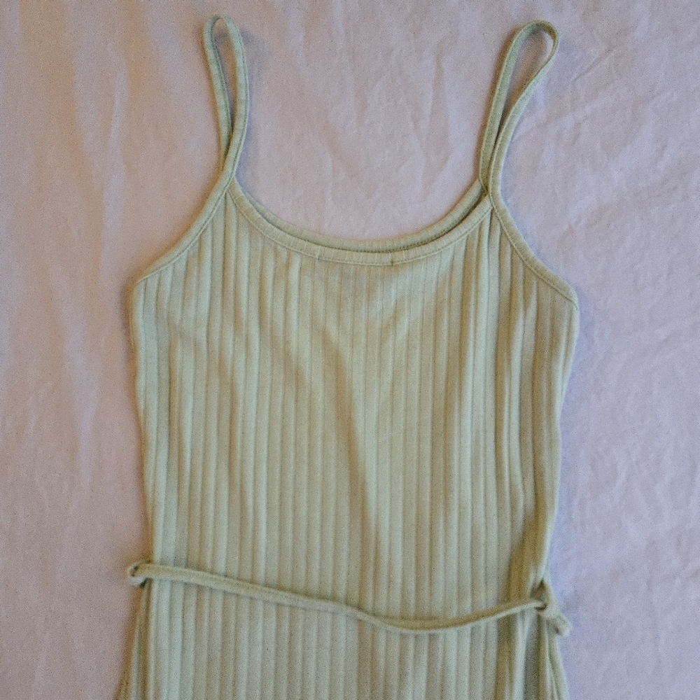 Missguided Pastel Green Tie Belt Ribbed 90s Y2K Spaghetti Strap Cami Dress - Picture 11 of 11